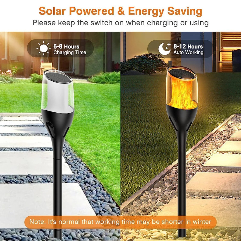 Solar Flame Bollard Light
