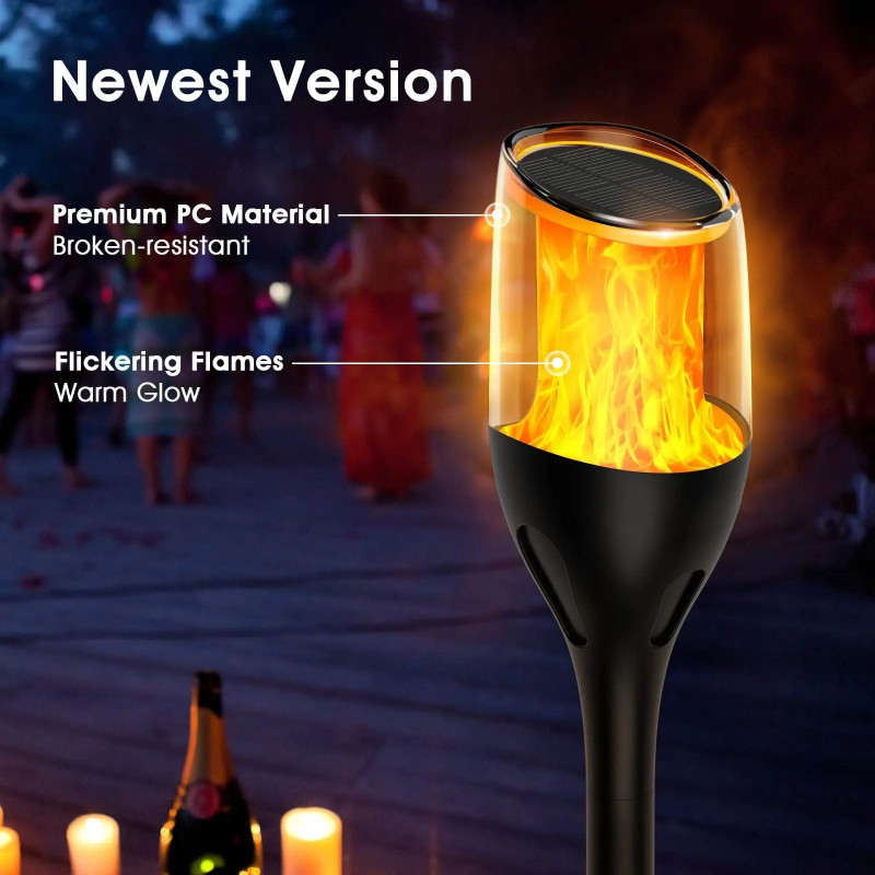 Solar Flame Bollard Light