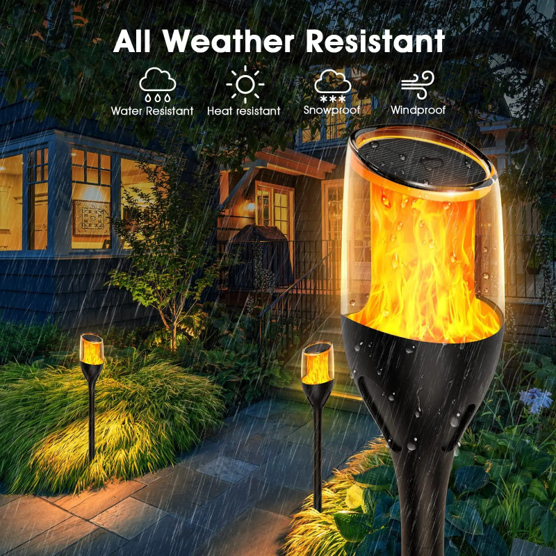 Solar Flame Bollard Light