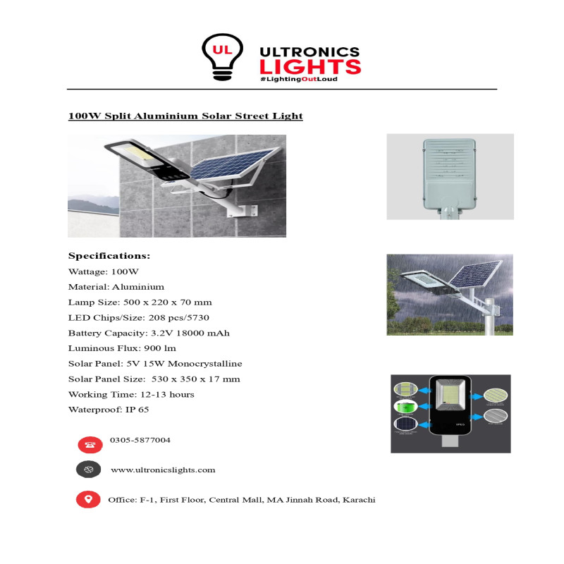 100W Split Aluminum Solar Street Light