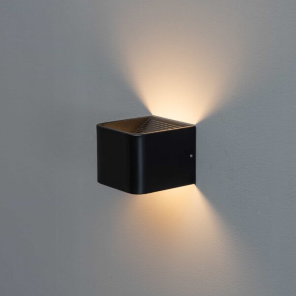 led 6w black wall light quadra 10 cm 10